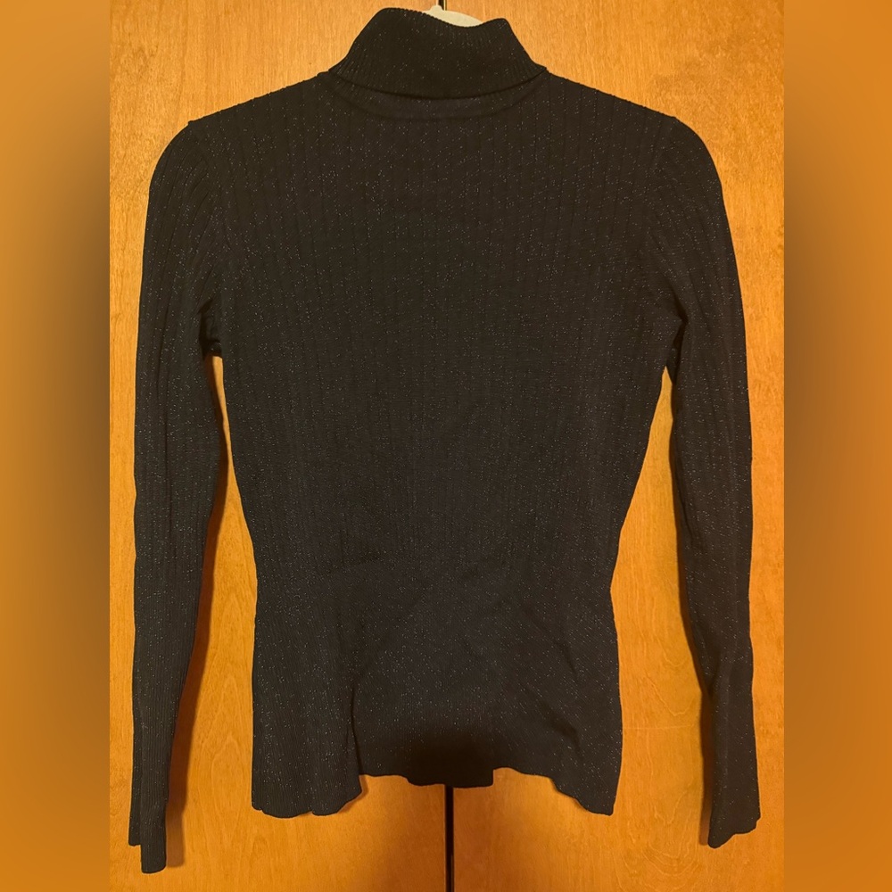 Sparkle Black Ribbed Turtleneck Sweater - Women